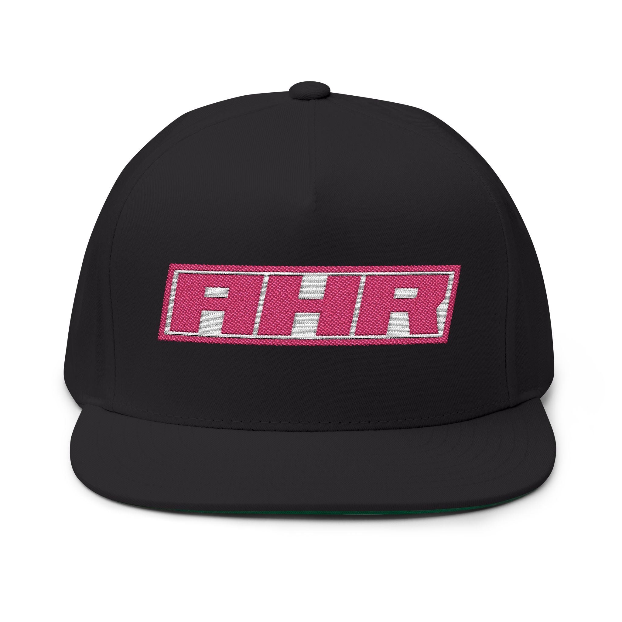 AHA Pink Logo Flat Bill Cap — Embroidered Snapback Hat