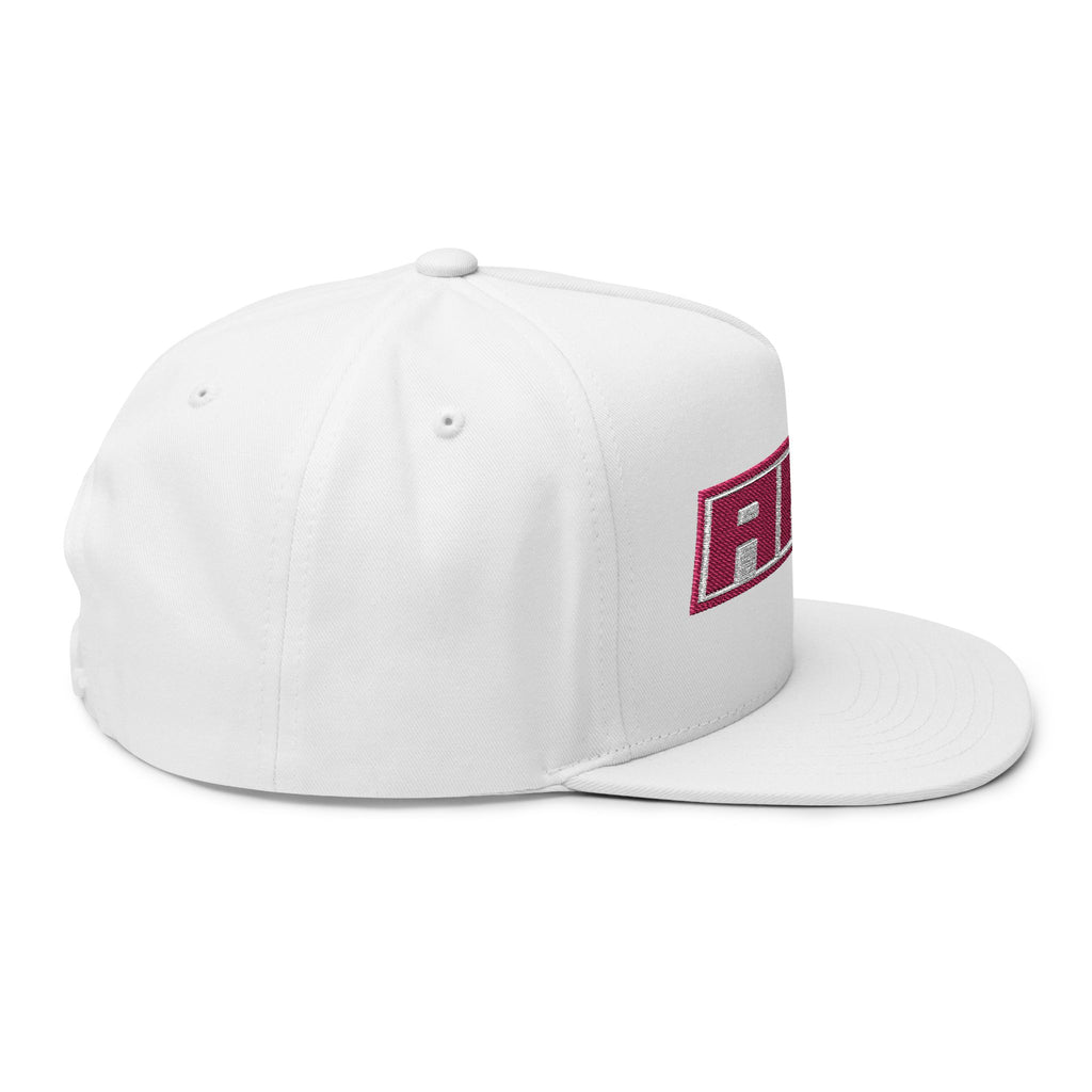 AHA Pink Logo Flat Bill Cap — Embroidered Snapback Hat
